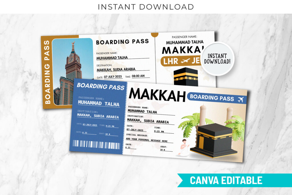 Editable Hajj Boarding Pass Template