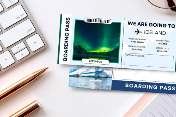 Iceland Boarding Pass Template Feature Images 1 Iceland trip surprise gift ticket canva editable template - image 10