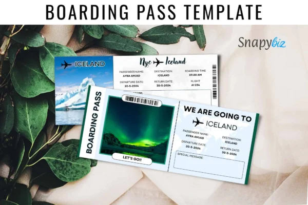 Iceland Boarding Pass Template Feature Images 3 Iceland trip surprise gift ticket canva editable template - image 9