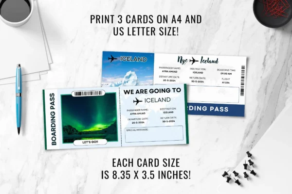 Iceland Boarding Pass Template Feature Images 7 Iceland trip surprise gift ticket canva editable template - image 5