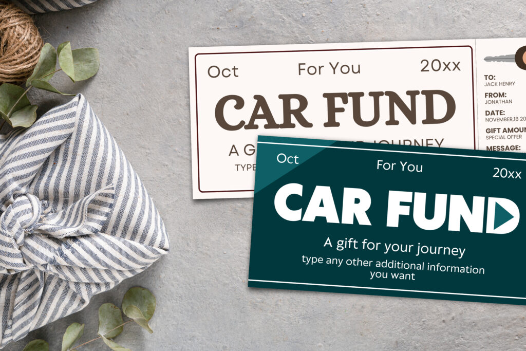 Car Fund Surprise Gift Voucher Canva Templates