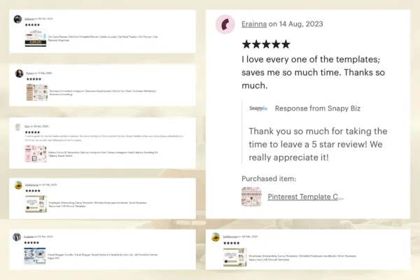 Diy Cupcake Kit Instructions Cards Cc 322 Feature Images 8 Collage showcasing positive customer reviews for diy cupcake kit templates and other products, with a close-up of a highlighted review.