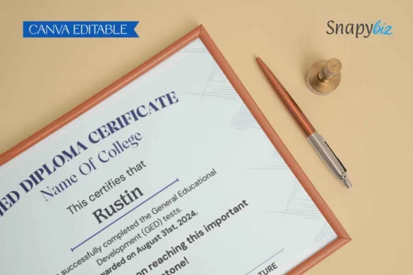 Elegant certificate with personalized award date and recipient name - editable certificate with placeholders for recipient names, award dates, and institution details, perfect for formal presentations.