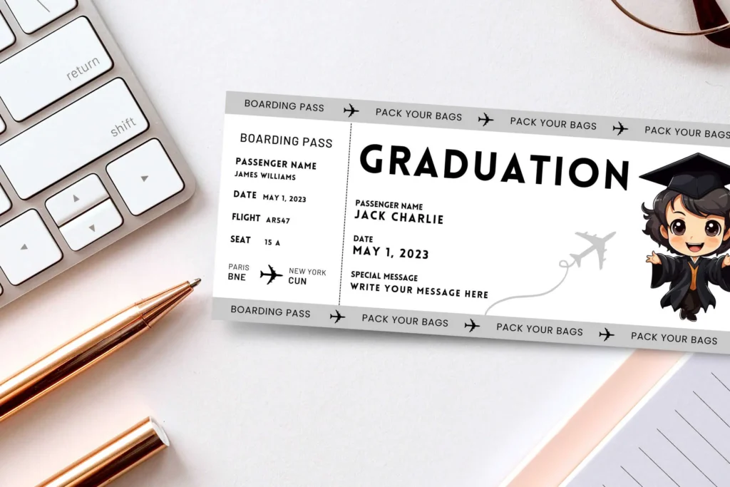 Editable Graduation Boarding Pass Template