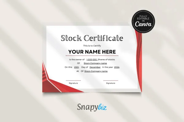 Printable Blank Stock Certificate Template Ct 280 Feature Image 1 Editable blank stock certificate canva templates - image 10