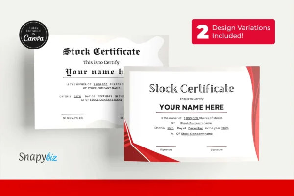 Printable Blank Stock Certificate Template Ct 280 Feature Image 5 Fully editable in canva stock certificate template in an elegant black frame, perfect for business presentations and professional recognition