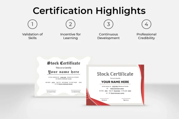 Printable Blank Stock Certificate Template Ct 280 Feature Image 6 Side-by-side comparison of two stock certificate designs, demonstrating versatility in editable templates for business and official documentation