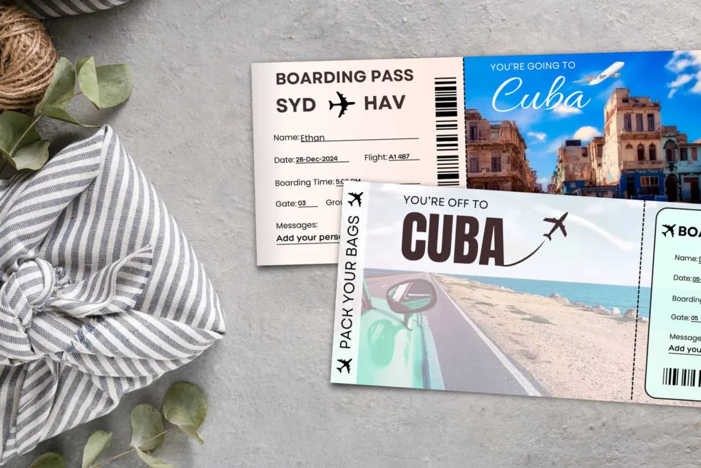Editable Printable Cuba Airline Ticket Boarding Pass Template