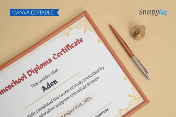 Printable Homeschooling Diploma Feature Image 10 Homeschool diploma certificate template showcasing elegant frame and personalized text, perfect for home education recognition.