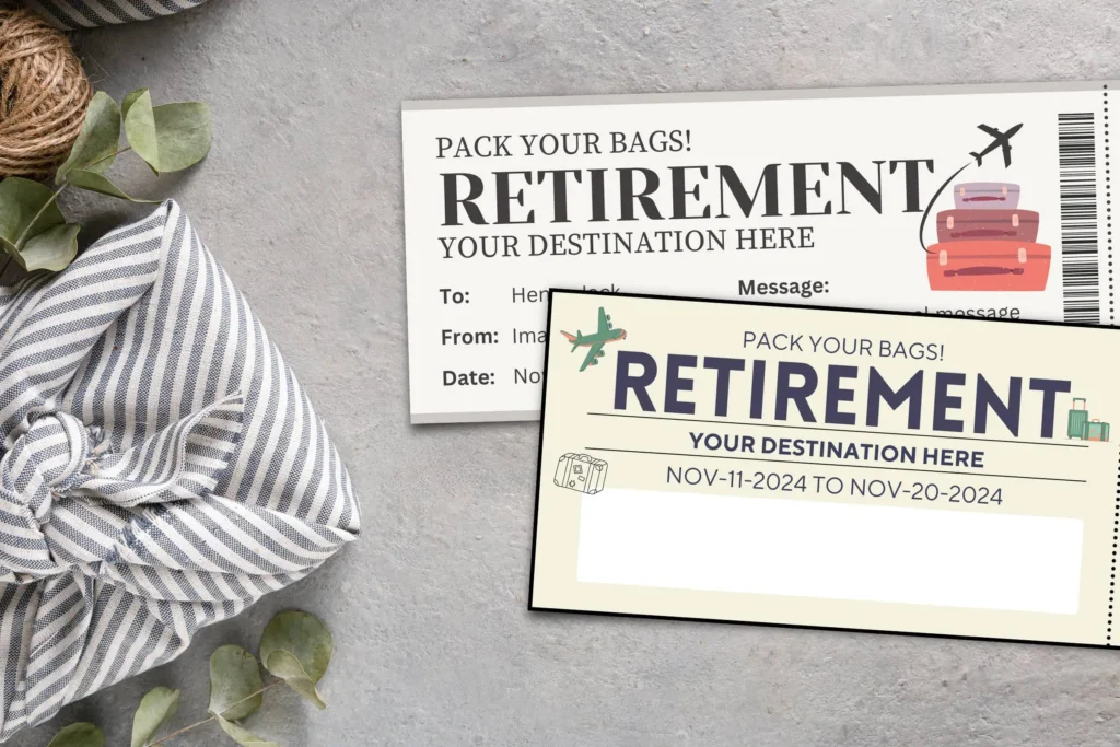 Editable Retirement Boarding Pass Gift Template