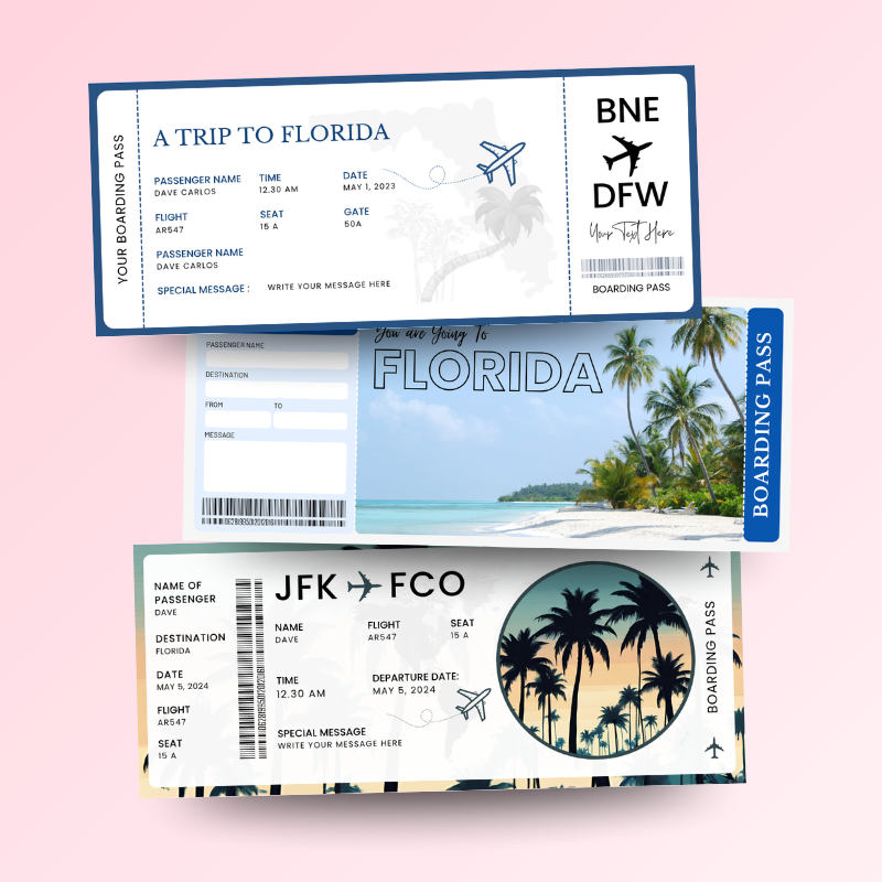 Editable boarding pass Canva template