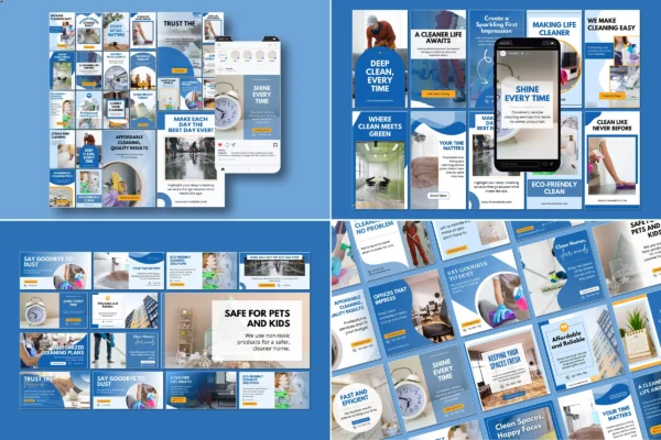 Cleaning business social media canva template bundle - image 2