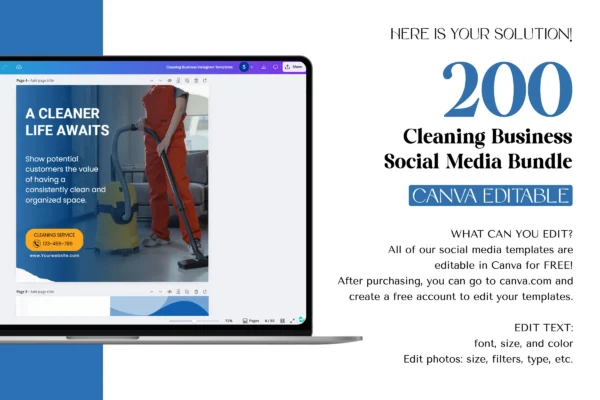 Cleaning business social media canva template bundle - image 3