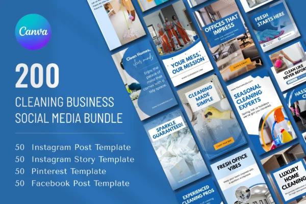 Cleaning business social media canva template bundle - image 5