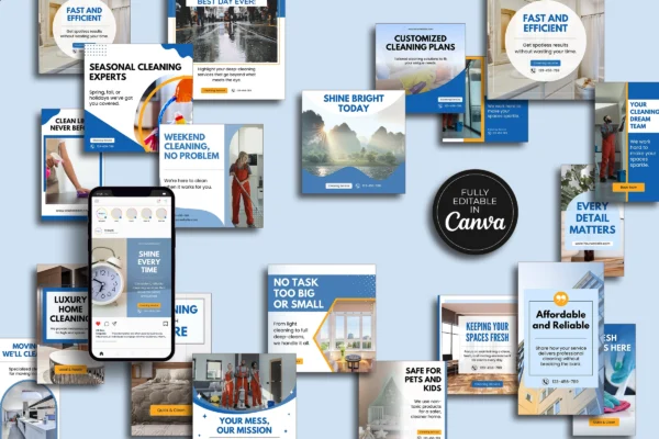 Cleaning business social media canva template bundle - image 7