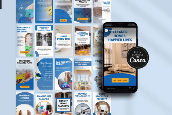 Cleaning business social media canva template bundle - image 9