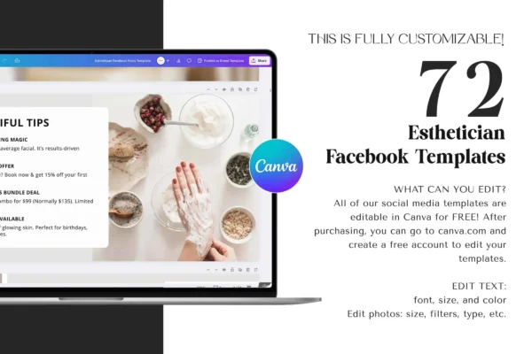 Esthetician Facebook Templates Feature Images 2 Canva wedding website editable template - image 2