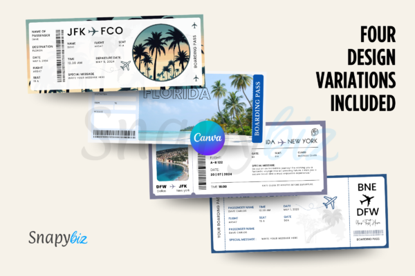 Florida Boarding Pass Canva Template Bp 401 Feature Images 2 Printable florida surprise trip gift ticket canva template - image 2