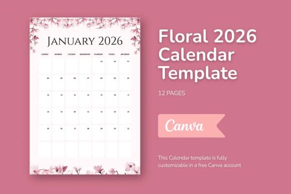 Flowers Calendar 2026 Feature Images 2 2026 canva flower calendar editable template - image 2