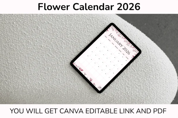 Flowers Calendar 2026 Feature Images 8 2026 canva flower calendar editable template - image 8