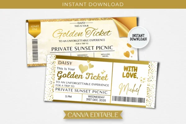 Golden Ticket Feature Image 1 Editable golden ticket canva template - image 2