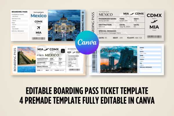 Mexico Boarding Pass Canva Template Bp 402 Feature Images 3 Mexico canva boarding pass trip ticket editable template - image 3
