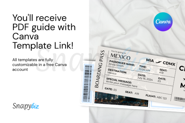 Mexico Boarding Pass Canva Template Bp 402 Feature Images 5 Mexico canva boarding pass trip ticket editable template - image 5