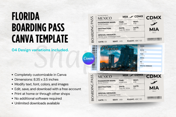 Mexico Boarding Pass Canva Template Bp 402 Feature Images 7 Mexico canva boarding pass trip ticket editable template - image 7