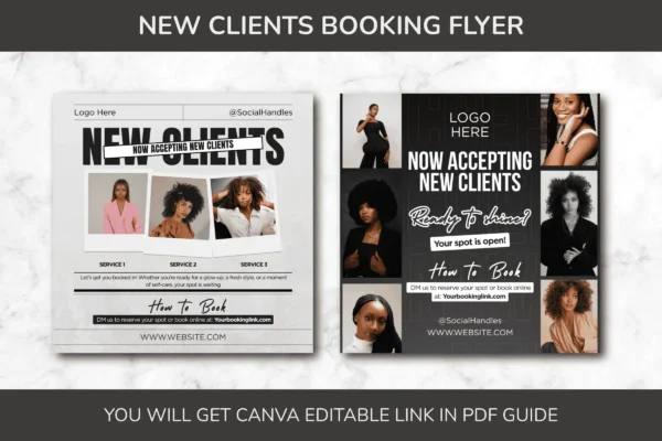 New Clients Booking Flyer Feature Images 6 New clients booking flyer canva editable templates - image 5