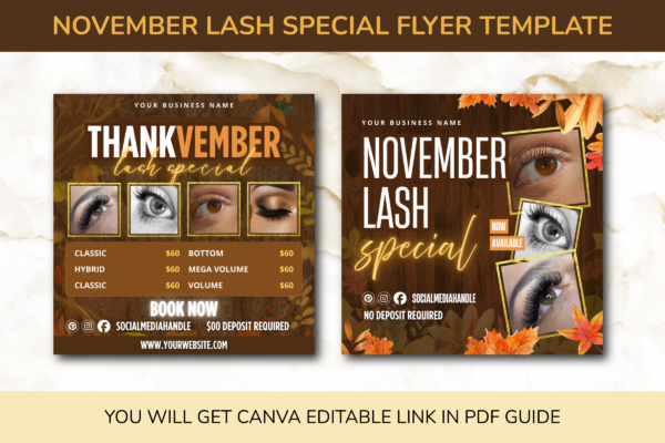 November Lash Special Flyer Template Feature Images 6 November lash flyer canva template - image 5