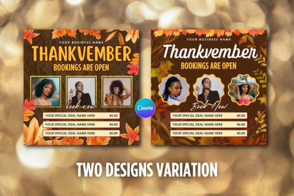 November Thanksgiving Booking Flyer Feature Images 2 November booking flyer canva editable template - image 2