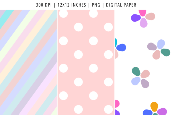 Rainbow Color Pastel Digital Paper Pack Feature Images 4 Rainbow color pastel digital paper - image 4