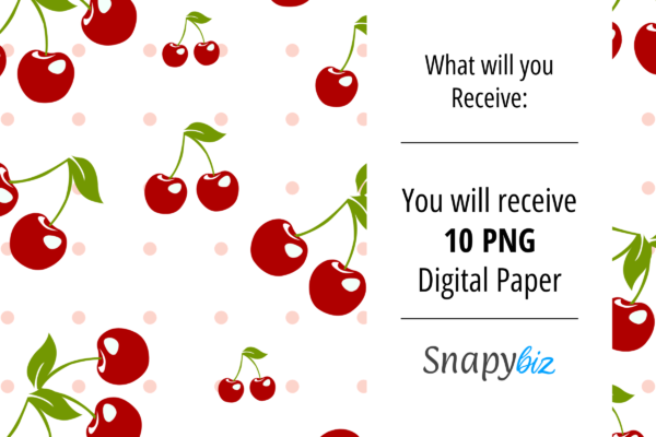 Seamless Cherries Digital Paper Feature Images 5 Seamless cherries pattern digital paper - image 5
