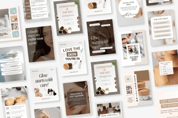 Skincare Esthetician Template Bundle Feature Image 1 Esthetician skincare canva social media template bundle - image 2