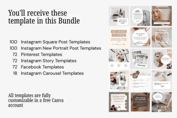 Skincare Esthetician Template Bundle Feature Image 10 Esthetician skincare canva social media template bundle - image 12