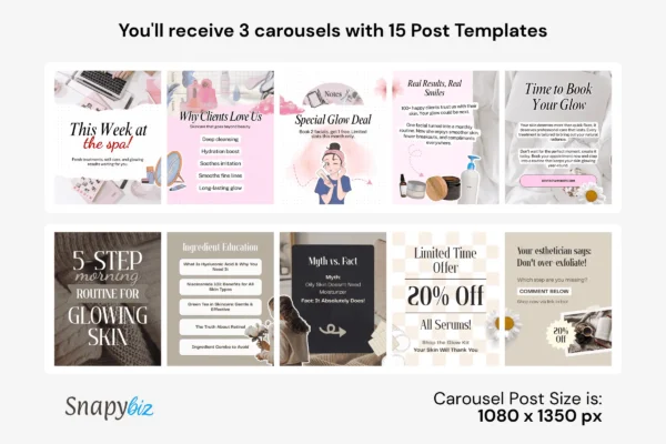 Skincare Esthetician Template Bundle Feature Image 3 2 Esthetician skincare canva social media template bundle - image 4