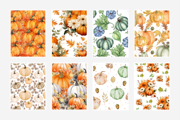 Watercolor Pumpkin Autumn Digital Paper Feature Images 2 Watercolor pumpkin autumn digital paper - image 2
