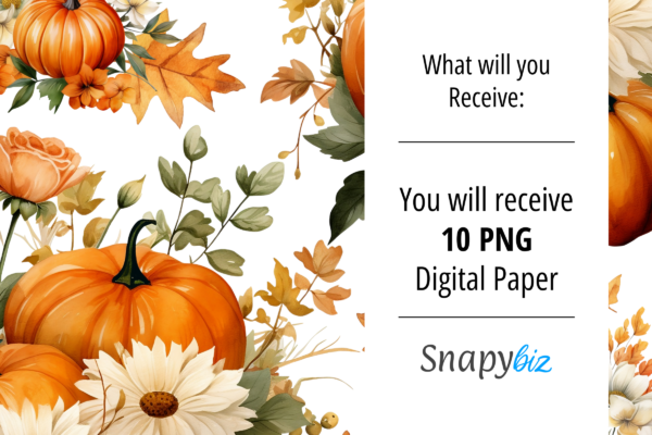 Watercolor Pumpkin Autumn Digital Paper Feature Images 5 Watercolor pumpkin autumn digital paper - image 5