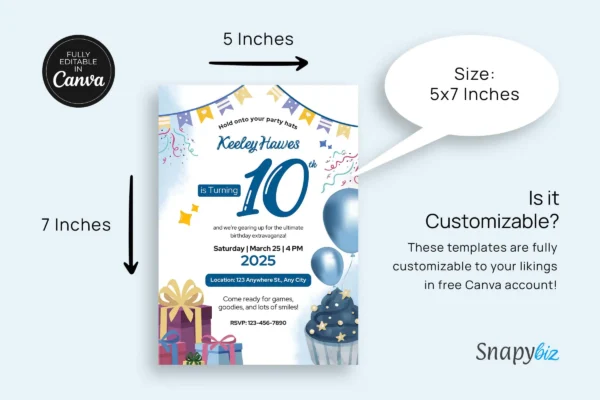 10Th Birthday Invitation Template It 65 Feature Images 8 Editable 10th birthday invitation canva card template