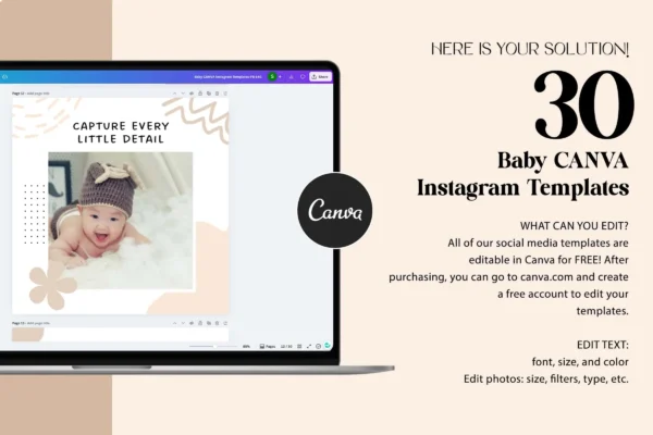 Baby Canva Instagram Templates Fb 140 Feature Images 2 Baby instagram canva social media post templates - image 2