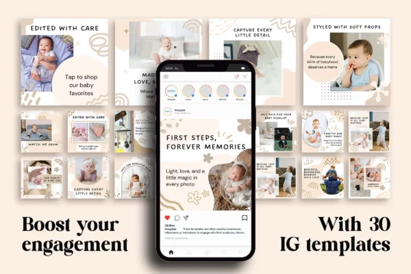 Baby Canva Instagram Templates Fb 140 Feature Images 3 Baby instagram canva social media post templates - image 3