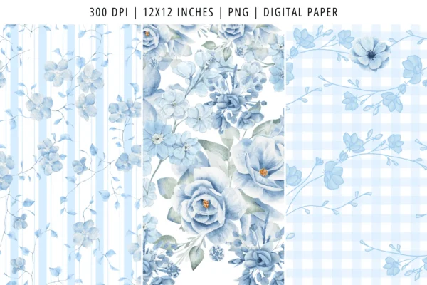 Blue Floral Wildflower Digital Paper Feature Images 4 1 Blue seamless wildflower digital paper - image 8