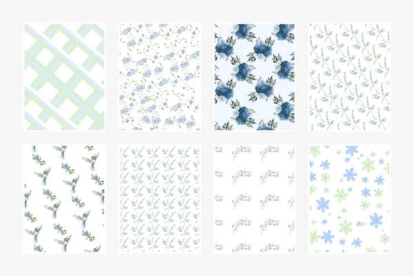 Blue Green Floral Cottage Digital Paper Feature Images 2 Blue green floral cottage digital paper - image 2