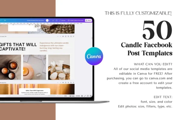 Candle Facebook Post Templates Feature Images 2 1 Editable candle facebook canva posts templates - image 2