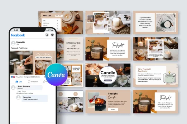 Candle Facebook Post Templates Feature Images 7 1 Editable candle facebook canva posts templates - image 7
