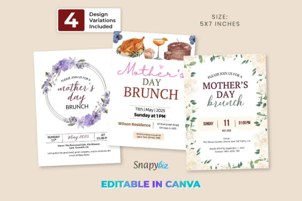 Editable Mothers Day Brunch Invitation Template It 79 Feature Images 1 Editable mother’s day brunch invitation canva templates with floral designs, elegant layouts, and multiple variations for printable cards