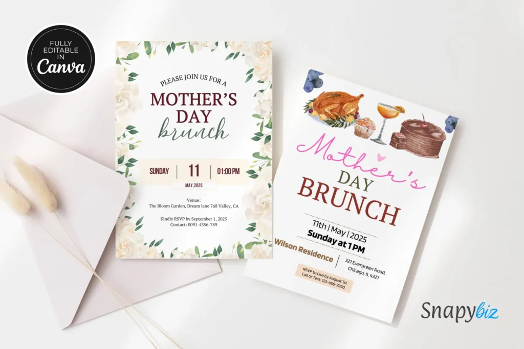 Editable Mothers Day Brunch Invitation Canva Template Editable Mothers Day Brunch Invitation Canva Template
