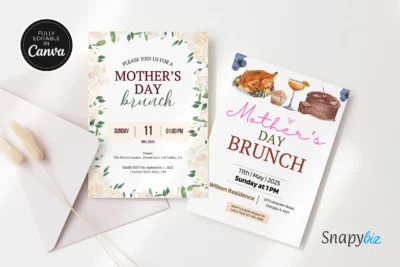 Editable Mothers Day Brunch Invitation Canva Template