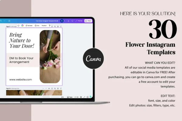 Flower Instagram Template Fb 139 Feature Images 2 Free flower instagram canva social media templates - image 2