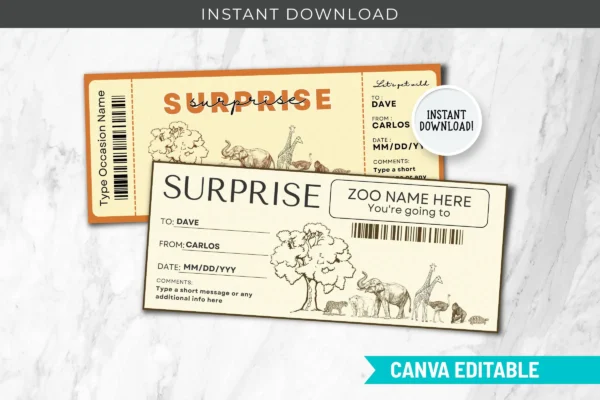 Free Zoo Ticket Template Fb 128 Feature Images 1 Free editable zoo ticket canva template with vintage animal design, customizable text, barcode, and instant download layout